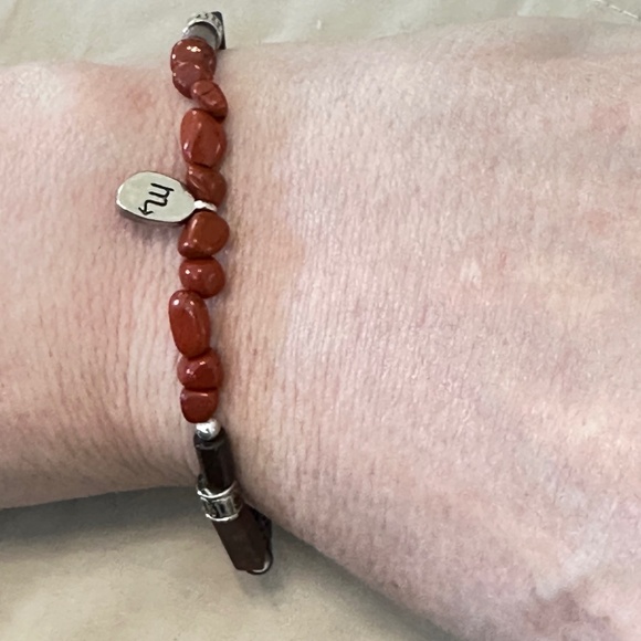 Poppy Jasper & Red Jasper Stone stretchy bracelet, w/Scorpio charm - Picture 9 of 16